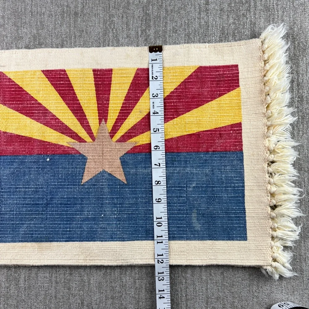 Vintage Arizona State Flag Canvas Woven Placemats Set of 4 Fringed Rustic Decor‎